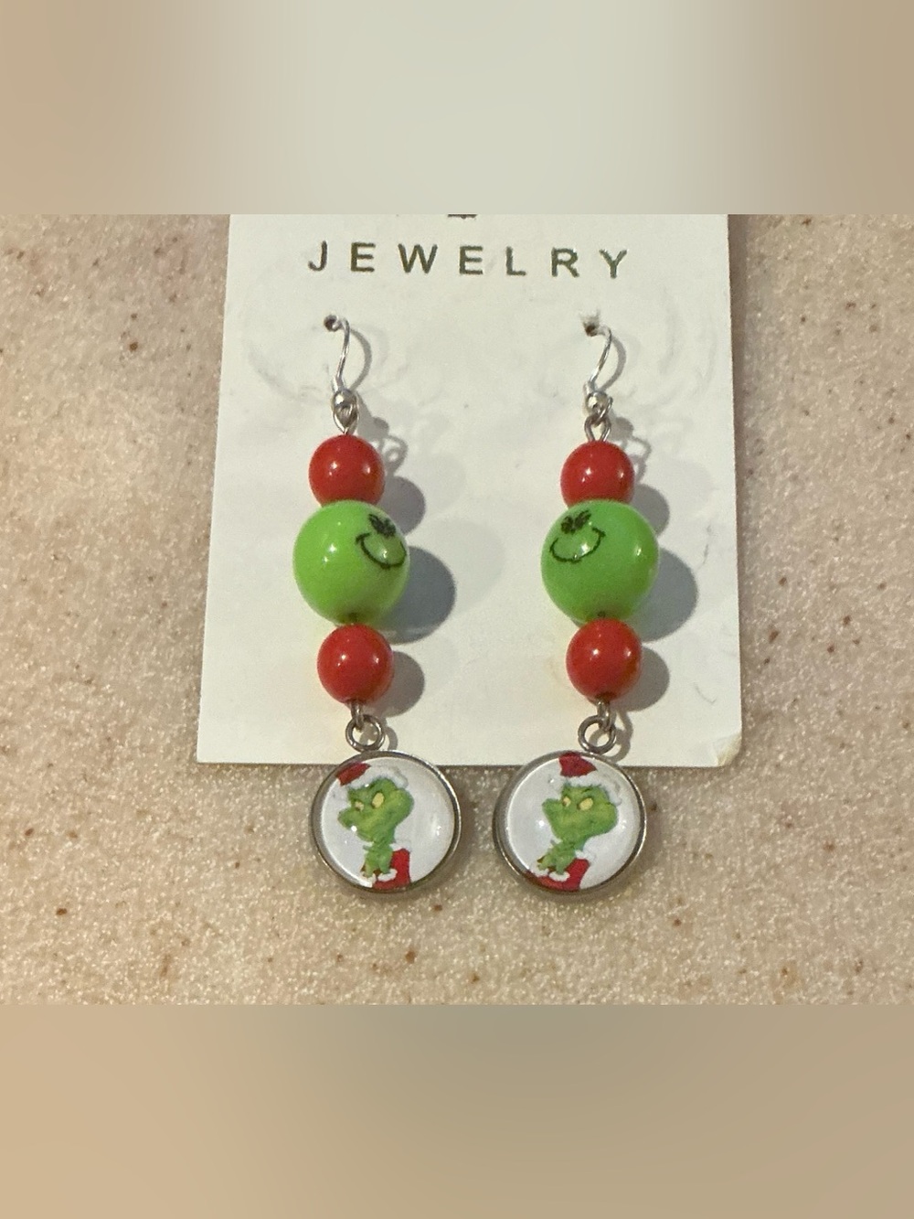 Green & Red Grinch Drop Earrings - Holiday Women Jewelry